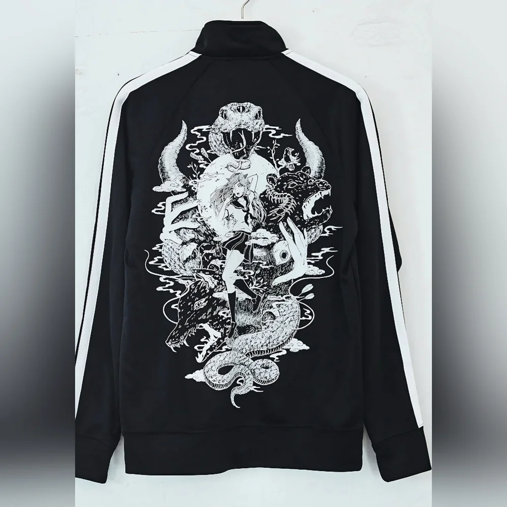 Bad Habit Omocat Black Track Jacket Screen Printed Size Medium CJ-2644 - Picture 11 of 11